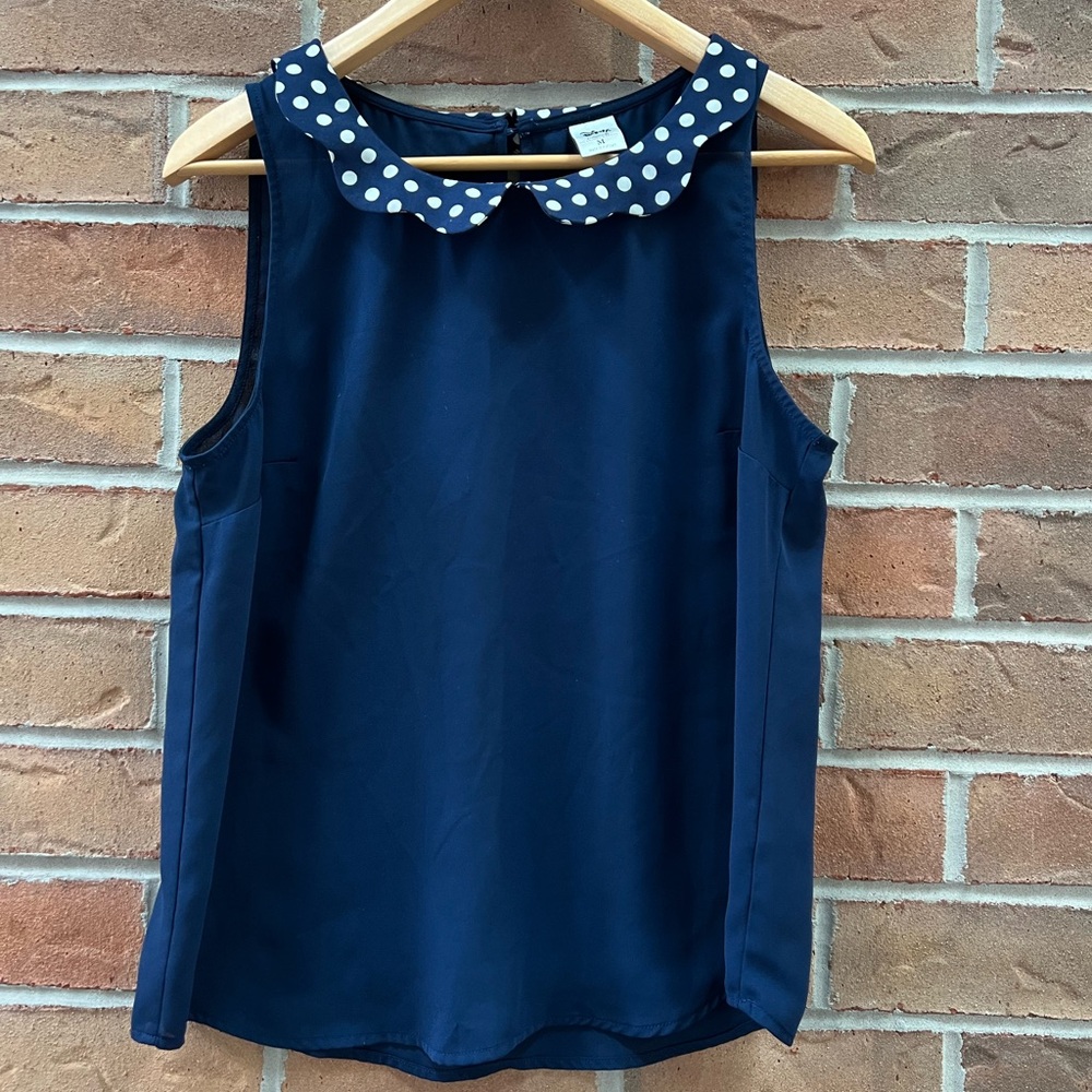 Disney Lauren Conrad Polka Dot Peter Pan Collar Sleeveless Top